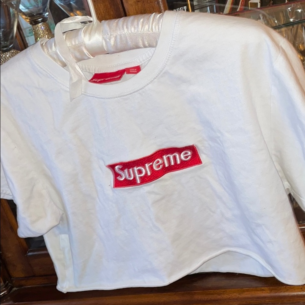 Supreme crop top tee shirt gym shirt